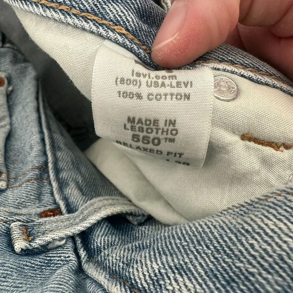 Levis 550 Jeans Men's 42x30 Blue‎ Denim Distressed Relaxed Fit Mid-Rise Outdoor
